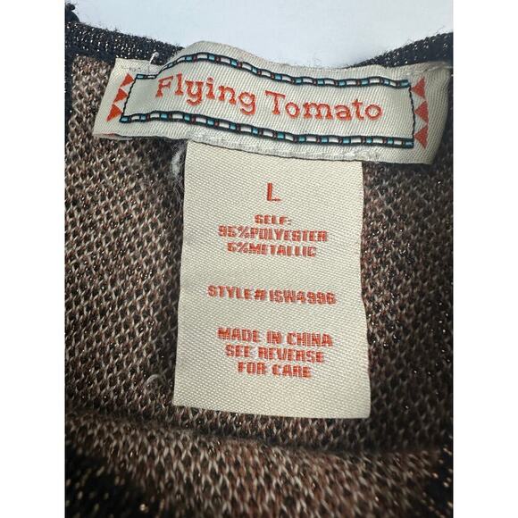 Flying Tomato Size Large Jacquard Metallic Sweater Dress Puff Sleeves Baroque - Picture 9 of 14